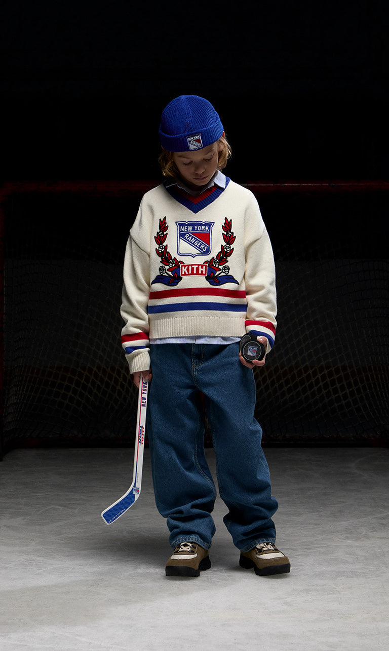 
        Kids apparel from Kith Kids for the New York Rangers.
      
