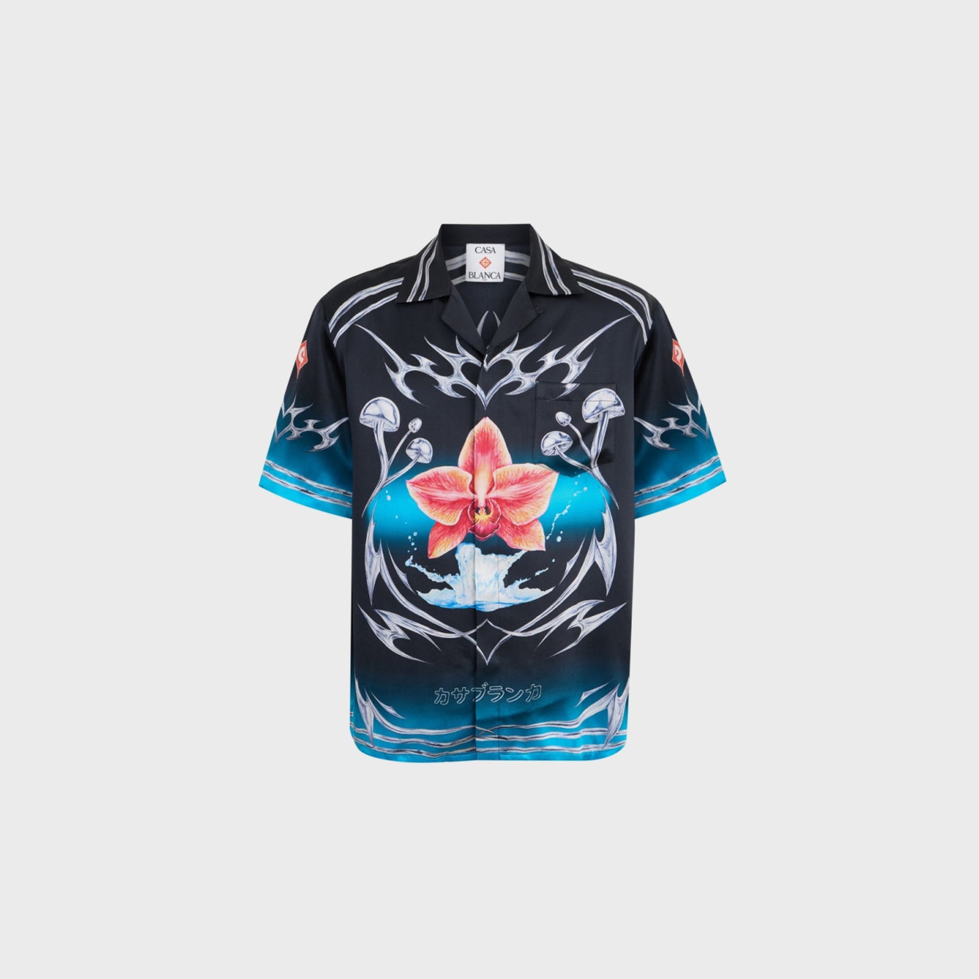 Casablanca Cuban Collar Short Sleeve Shirt - Black