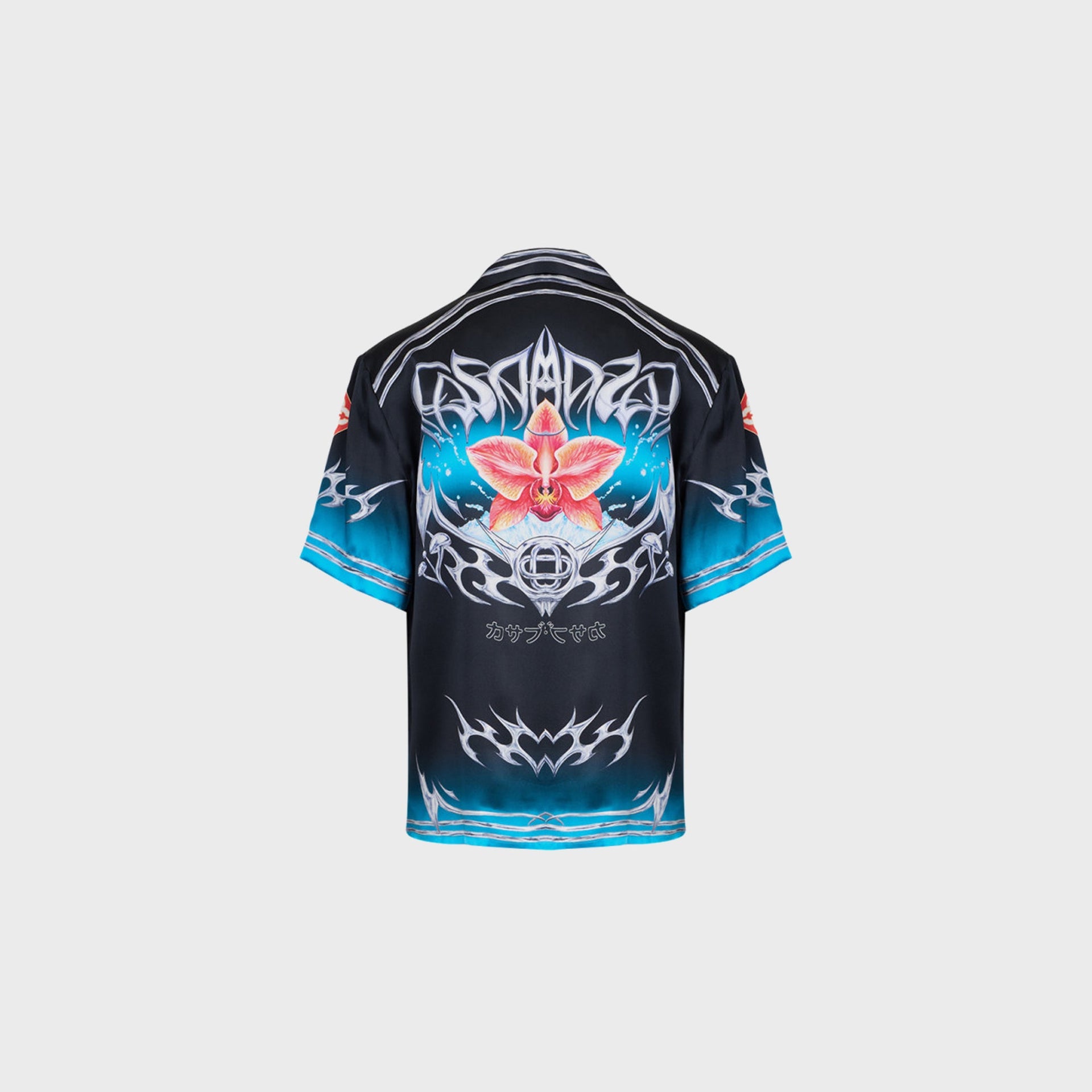 Casablanca Cuban Collar Short Sleeve Shirt - Black