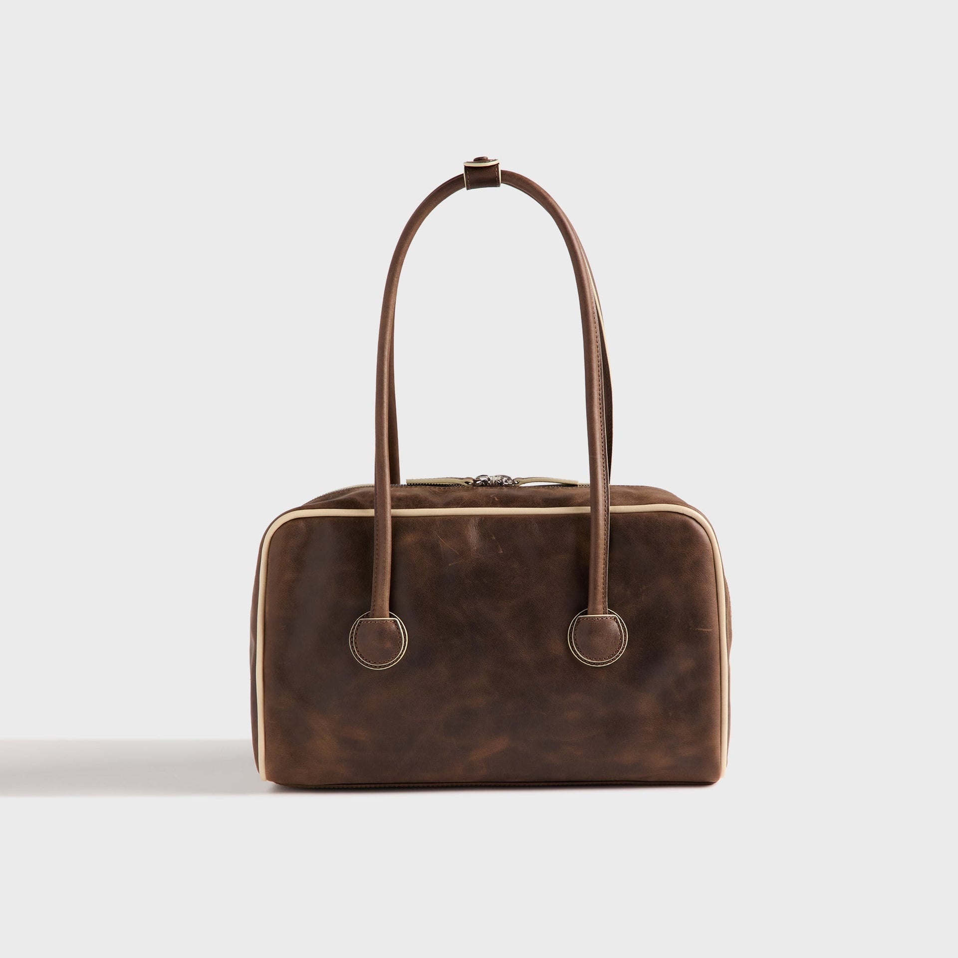 MARGESHERWOOD Soft Boston with Piping - Washed Brown Pull Up / Cream Beige