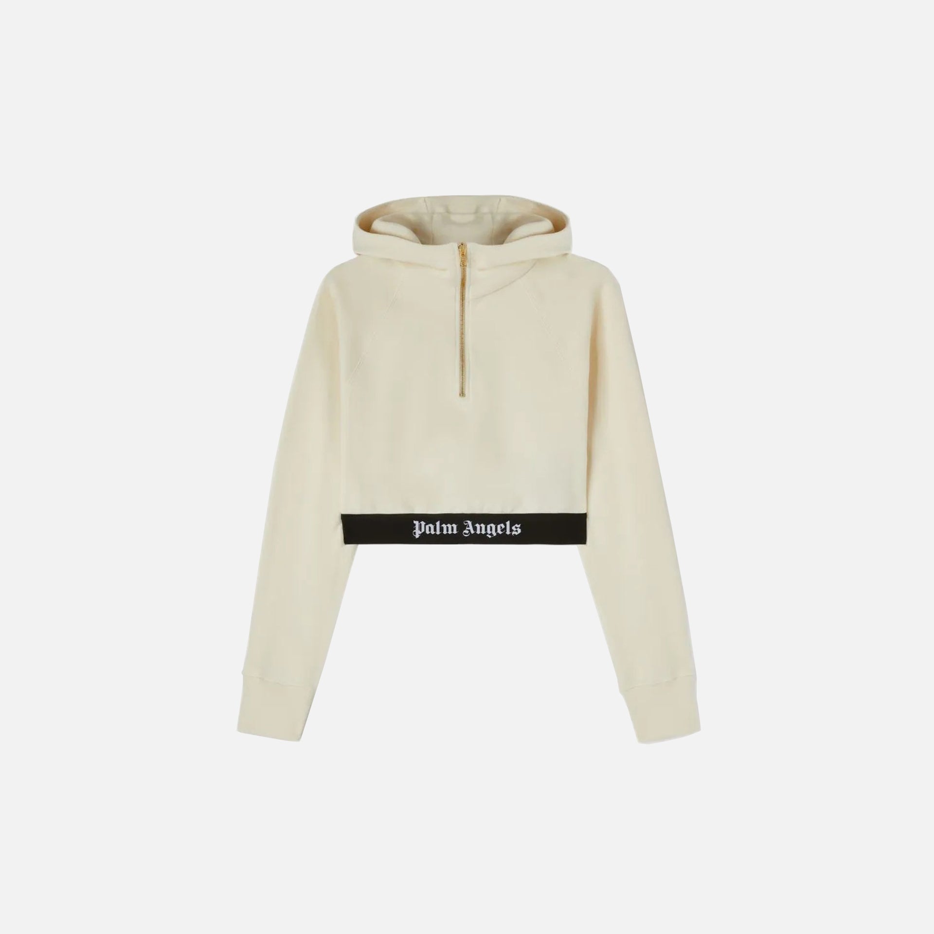 Palm Angels Logo Tape Zipped Hoodie - Off White / Black