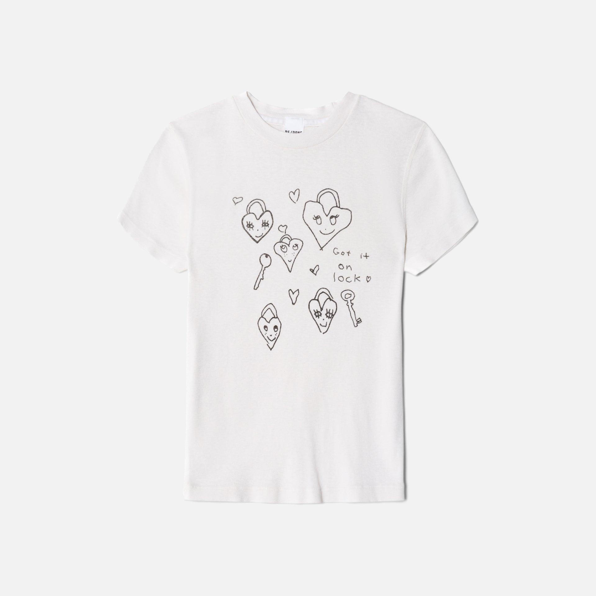 ReDone 90s Baby Tee Hearts - Vintage White