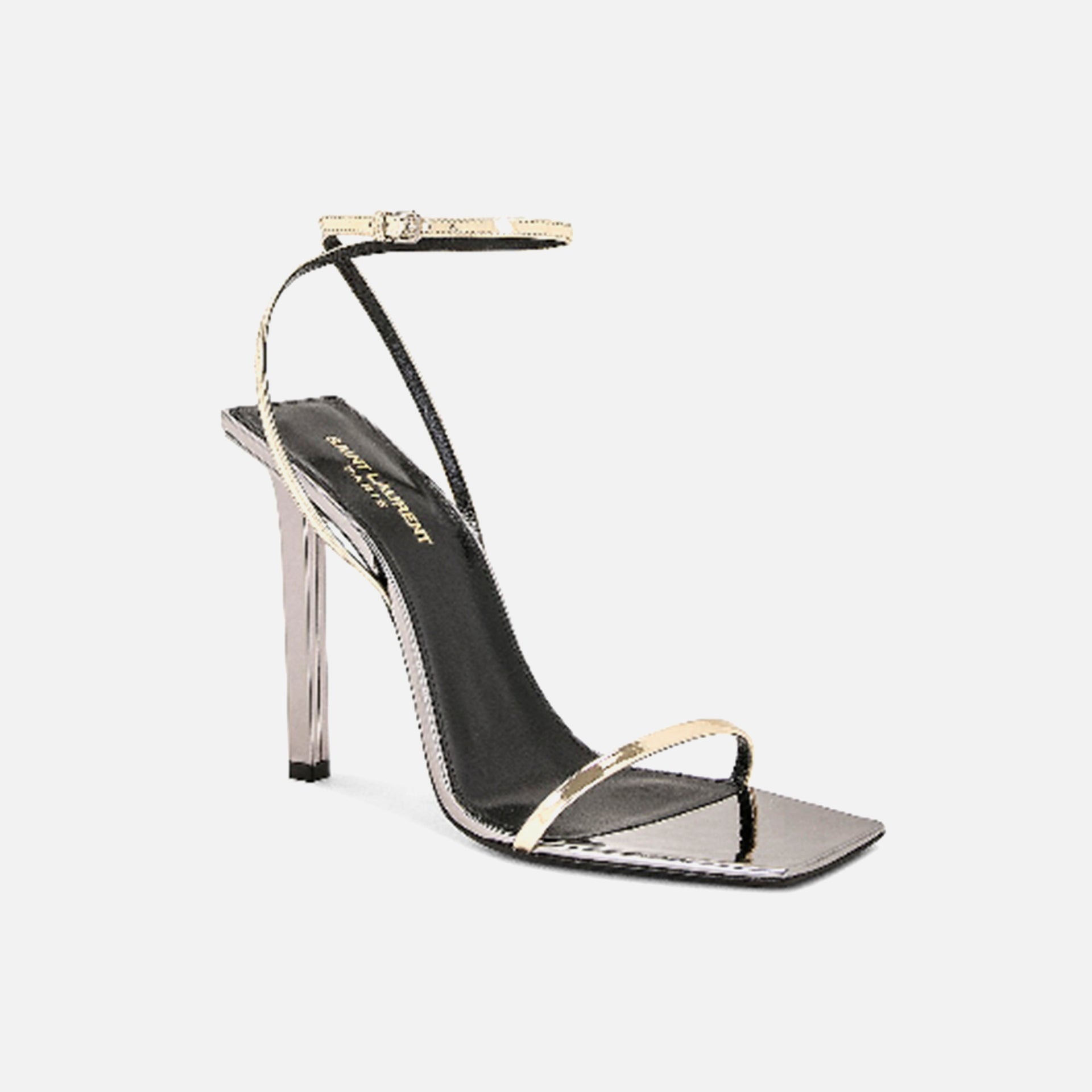 Saint Laurent Pam 110 Sandal - Cuir Lamine Or Vielli