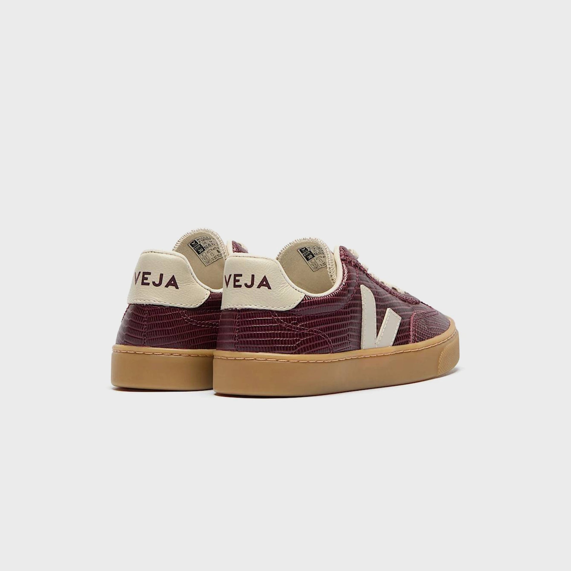 Veja Junior Volley Elastic Laces Leather - Amarante Pierre Natural