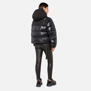 Unravel Project Shiny Down Chopped Hoodie Jacket - Black