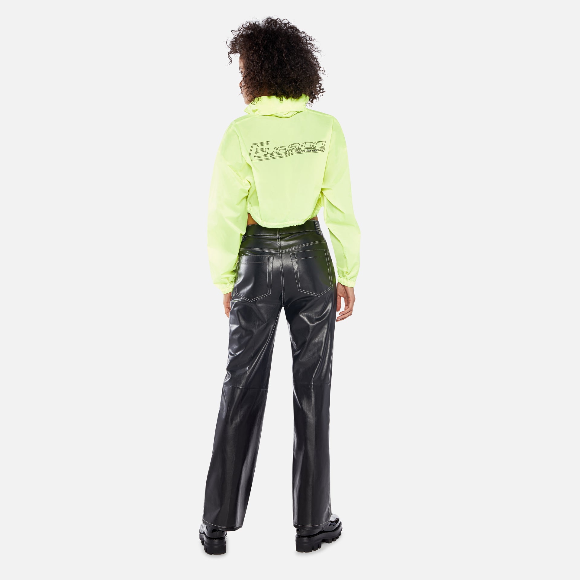 LEO Windbreaker Cropped Jacket - Neon Yellow