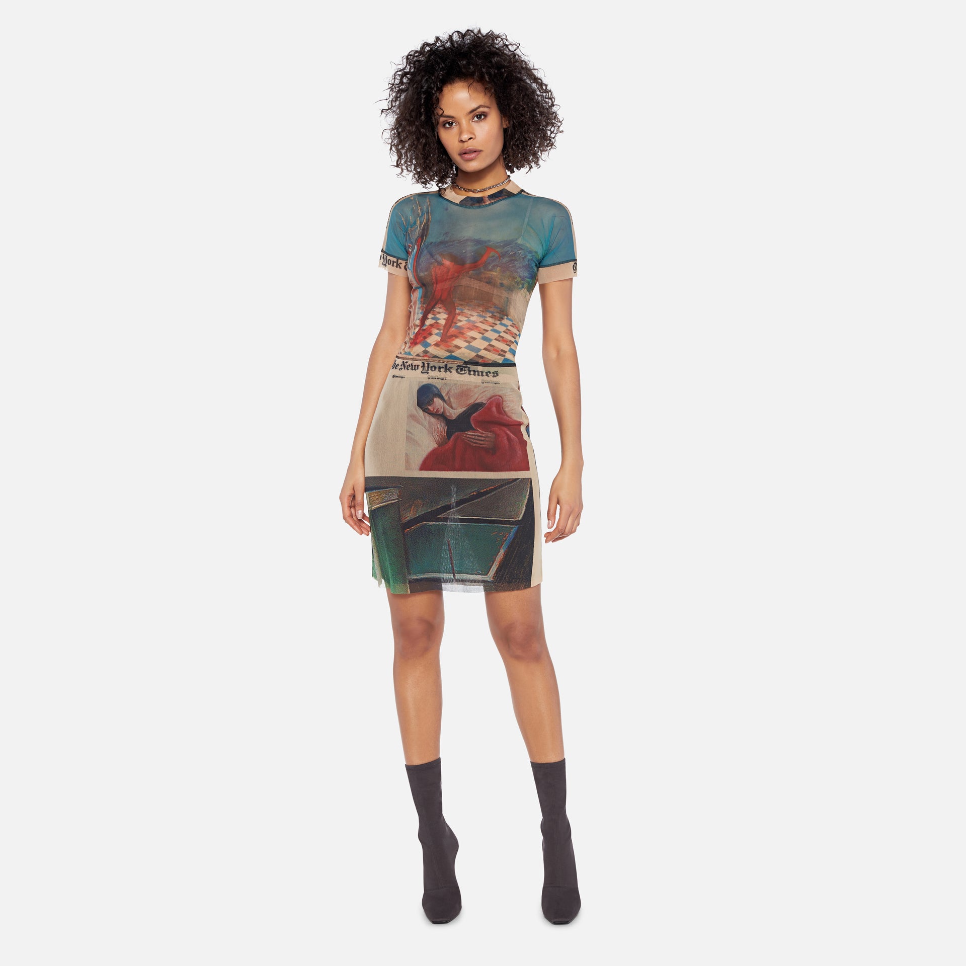 Ottolinger Printed Fitted Mesh Tee - Multicolor