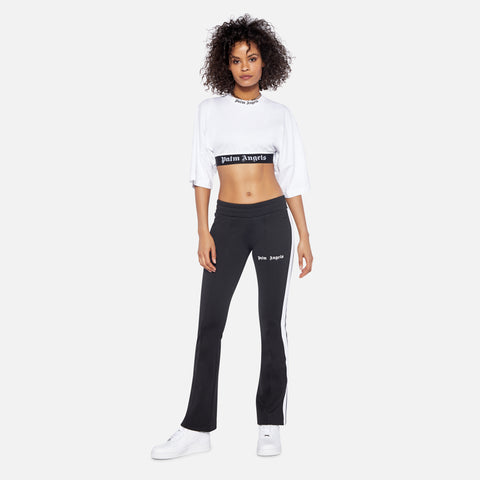 Palm Angels Cropped Logo Over Tee - White / Black