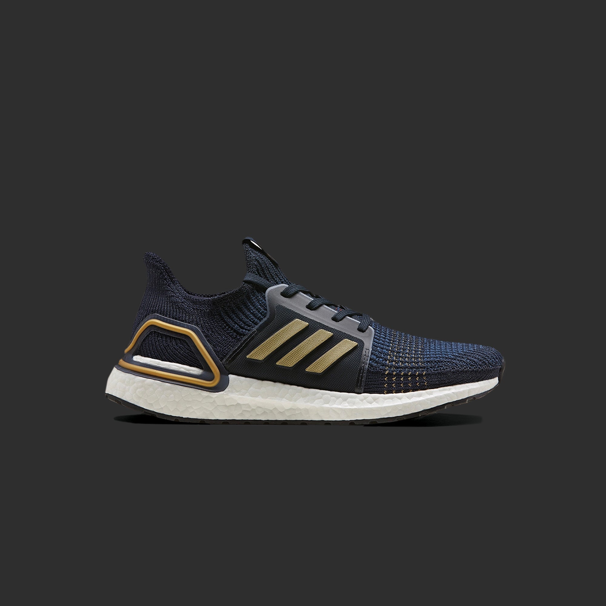 Ultra boost navy on sale gold