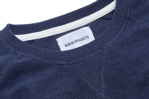 Norse Projects Tristan Reverse Brushed Crewneck - Navy