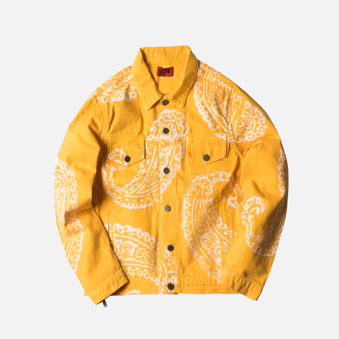 424 Paisley Denim Trucker Jacket - Yellow