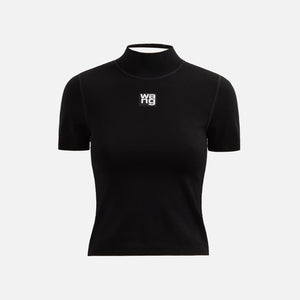 T by Alexander Wang Foundation Bodycon Mock Neck Top with Logo 
