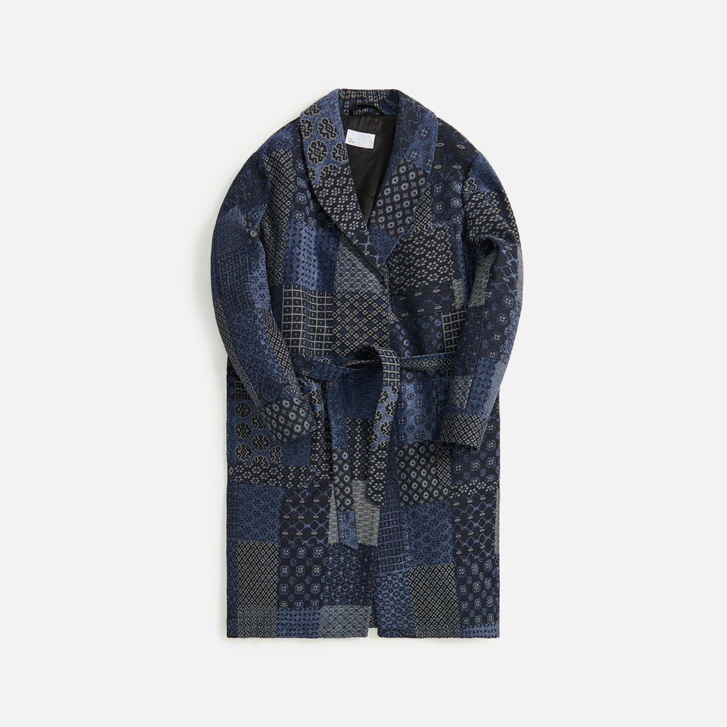 4S Designs Patchwork Shawl Collar Robe Coat - Blue – Kith