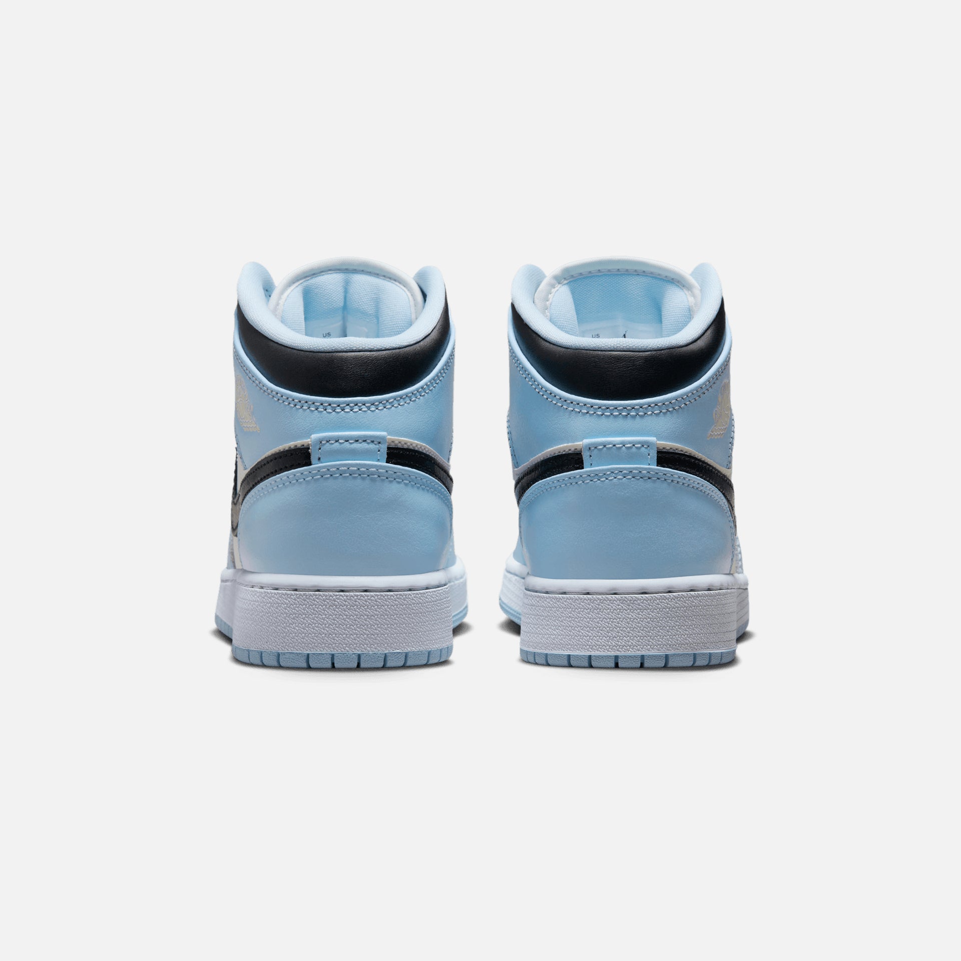 Nike Air Jordan Grade School 1 Mid - Ice Blue / Black / Sail / White