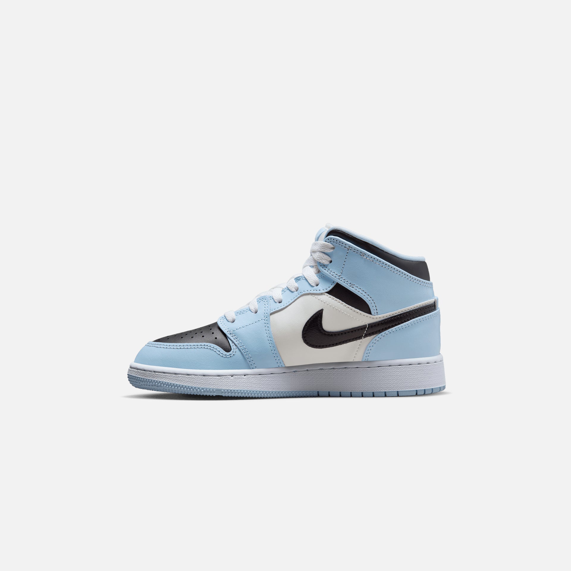 Nike Air Jordan Grade School 1 Mid - Ice Blue / Black / Sail / White