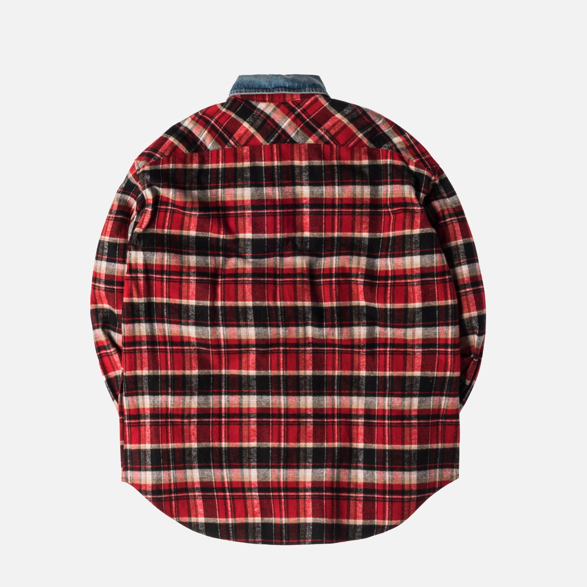 シャツ/ブラウス(長袖/七分) FEAR OF GOD - Fearofgod red check denim shirt Fear Of God Fifth Collection Oversized Denim Shirt in Red