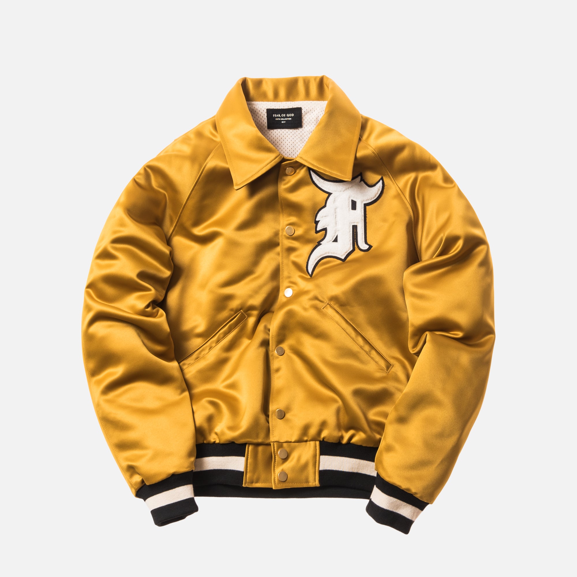 Fear of God 5th Collection Satin Baseball Coaches Jacket - Gold – Kith