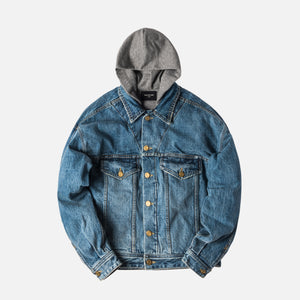 Fear of God 5th Collection Selvedge Denim Terry Hooded Trucker Jacket - Vintage Indigo
