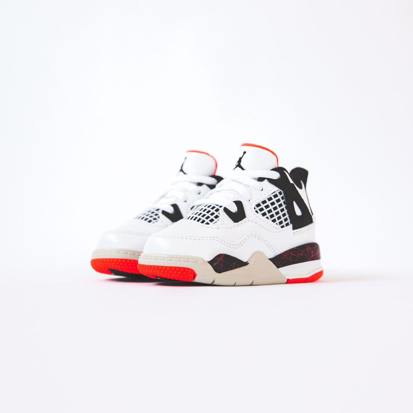 Nike TD Air Jordan 4 Retro - White / Black / Bright Crimson