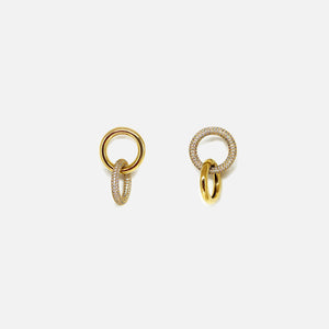 Numbering Double Pave Link Earrings - Gold