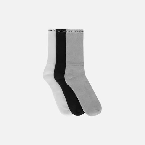 1017 Alyx 9SM 3 Pack Socks - Black / Grey / White