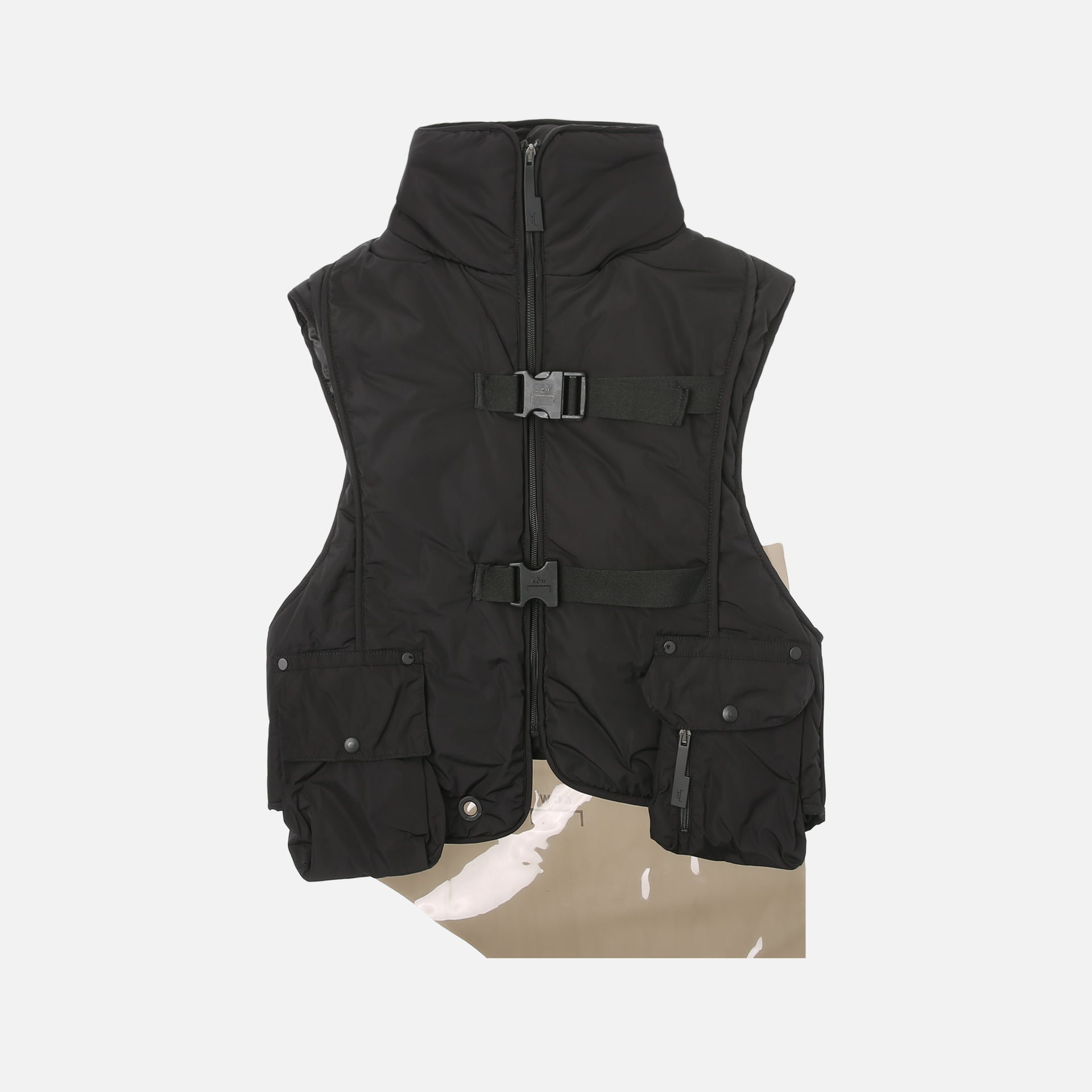 A-Cold-Wall* Step Front Nylon Padded Crop Vest - Black