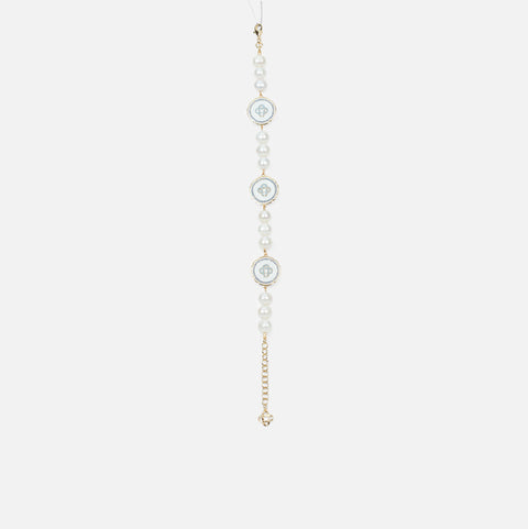 Casablanca Pearl & Dish Charm Bracelet - White