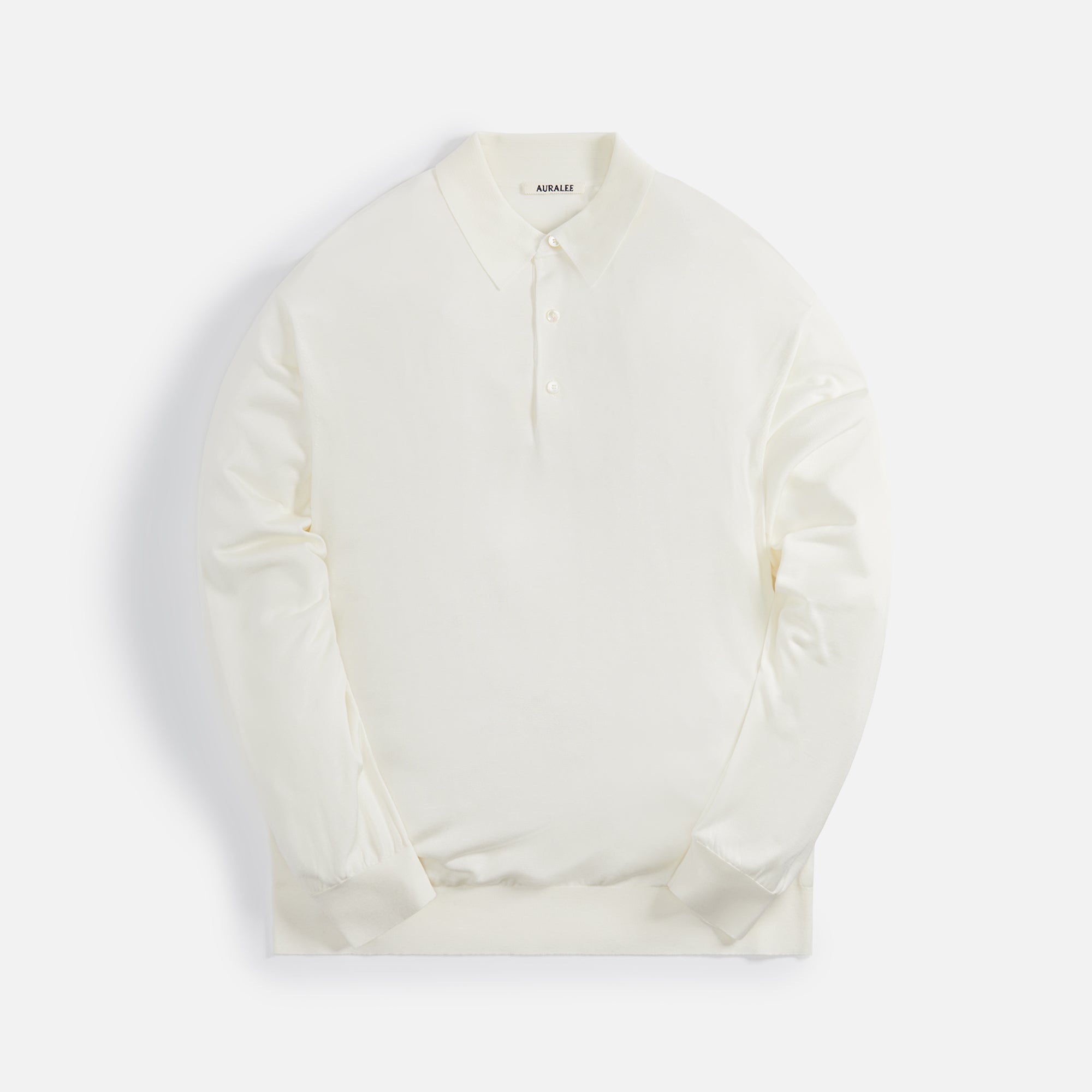 Auralee Super High Gague Washable Slik Knit Polo - Ivory White – Kith