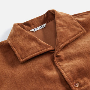 Auralee Finx Corduroy Shirts - Red Brown