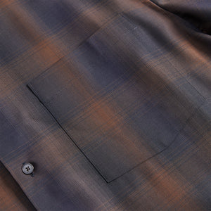 Auralee Super Light Wool Check Shirts - Brown / Black Check