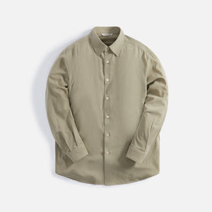 Auralee Hard Twist Wool Viyella Shirts - Light Khaki