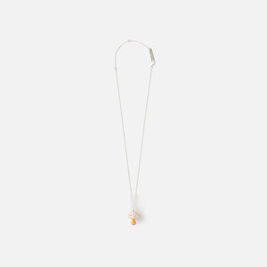 Ambush Mushroom Charm Necklace - Silver / Orange