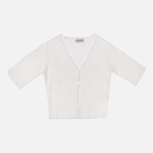 Aya Muse Elettra 3 Button Ribbed Cardigan - White