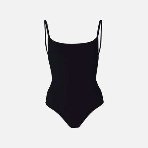 Anemone Square Neck Open Back One Piece - Black