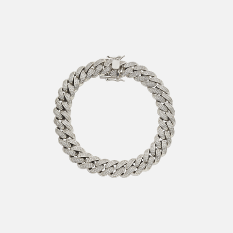 Amy Shehab Large Crystal Cuban Link Choker - Silver