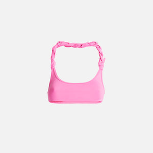 The Attico Matt Lycra Bikini Top with Torchon and Twist - Baby Pink
