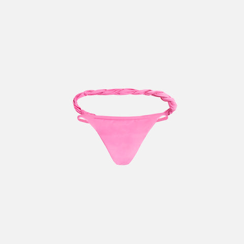 The Attico Matt Lycra Bikini Bottom with Torchon and Twist - Baby Pink