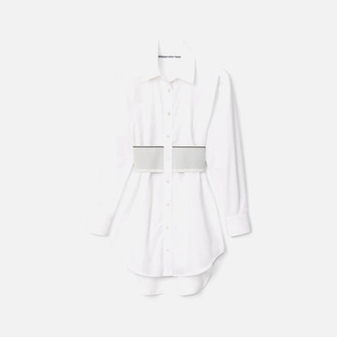 Alexander Wang Logo Elastic Shirt Dress - White