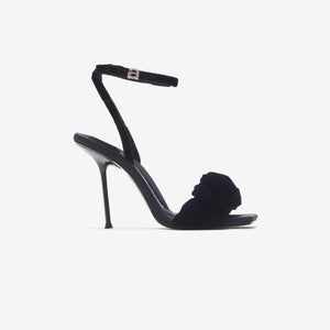 Alexander Wang Julie Velvet Scrunchie Ankle Strap Sandal - Black