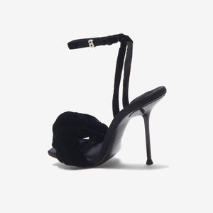 Alexander Wang Julie Velvet Scrunchie Ankle Strap Sandal - Black