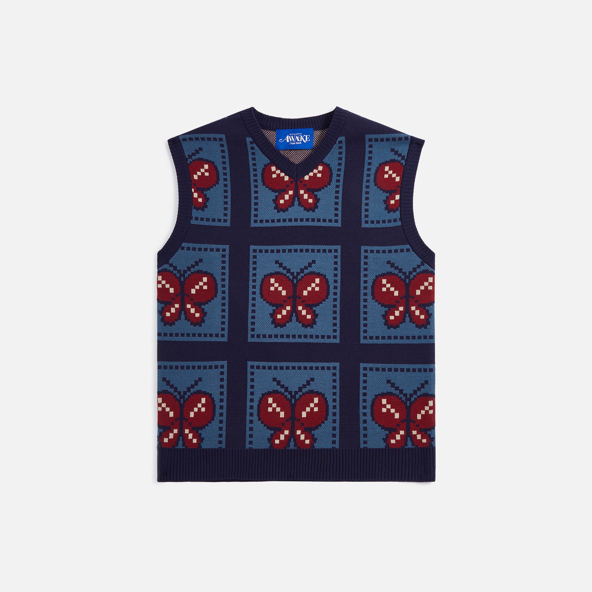 Awake Butterfly Sweater Vest - Blue / Red