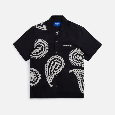 Awake Embroidered Paisley Camp Shirt - Black / Cream
