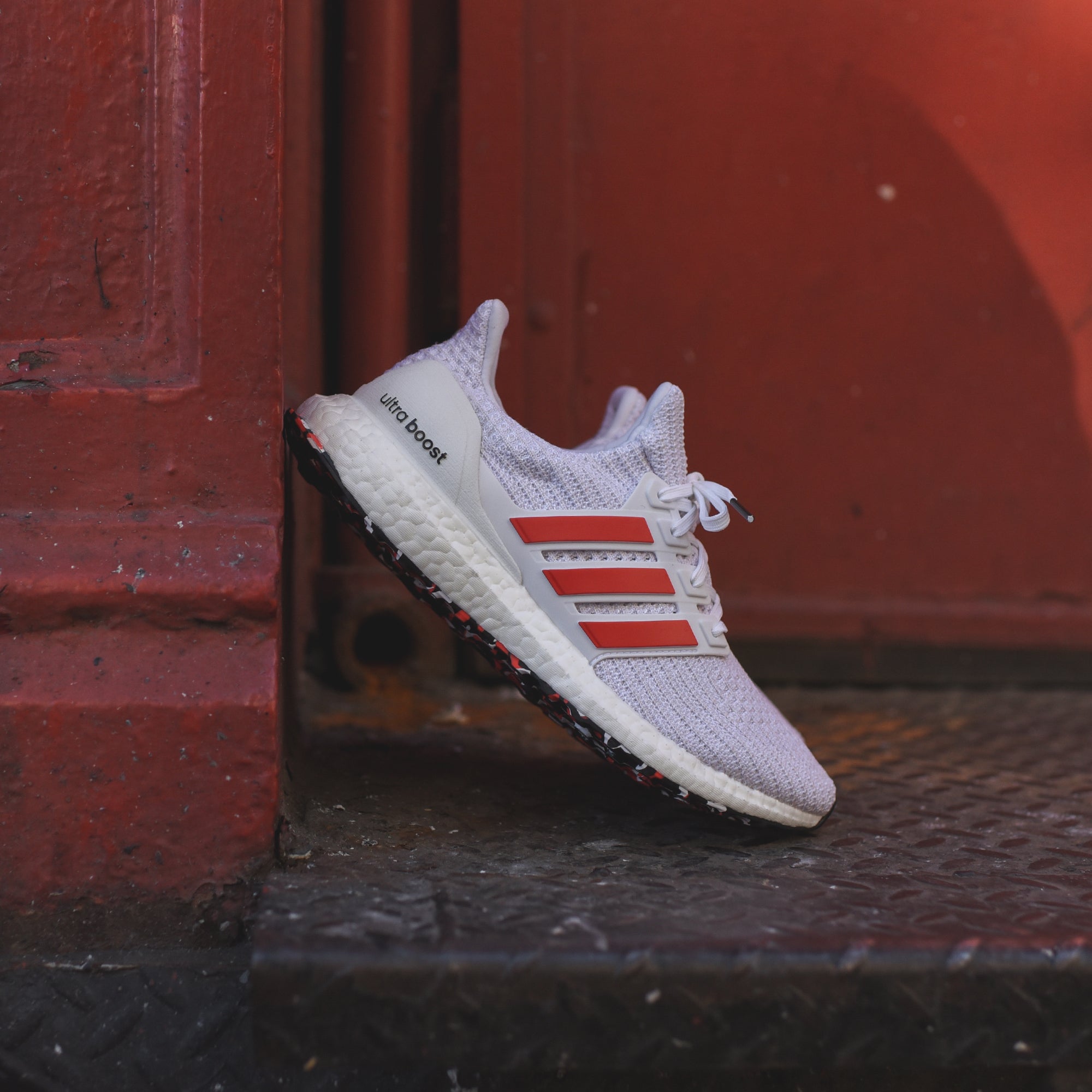 adidas Originals UltraBoost Chalk White Active Red White Kith