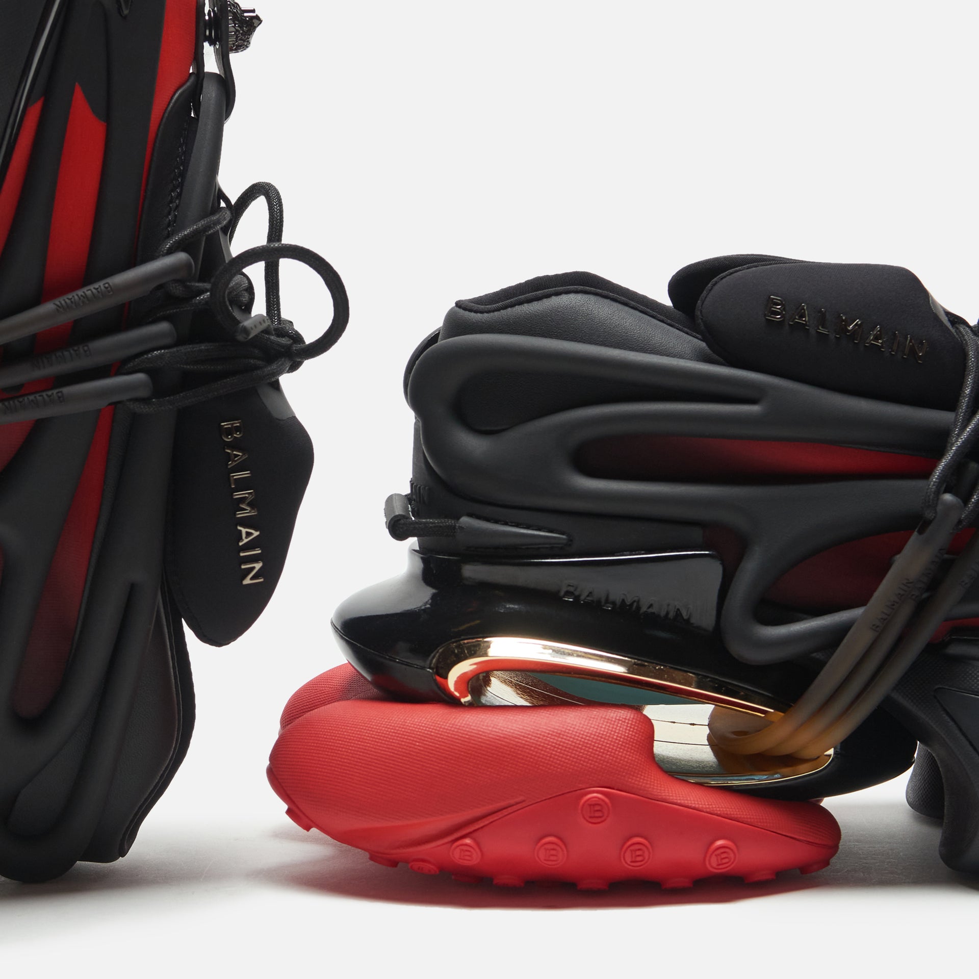 Balmain Unicorn - Neoprene / Calfskin Noir / Rouge