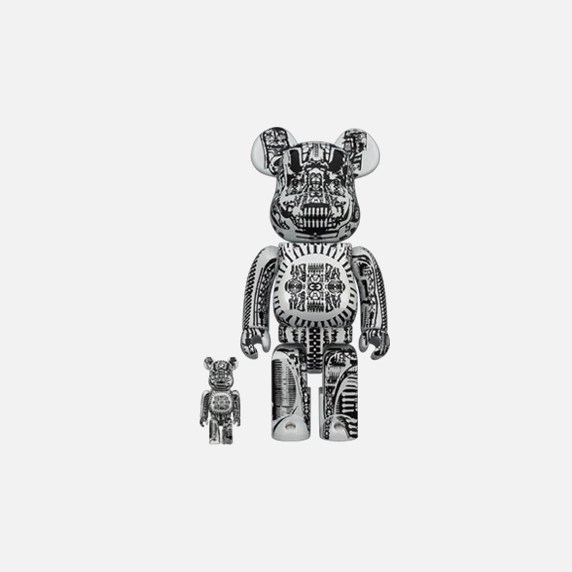 BearBrick H.R. Giger White Chrome 400% + 100% – Kith