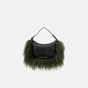 STAUD black sasha feathered leather shoulder bag