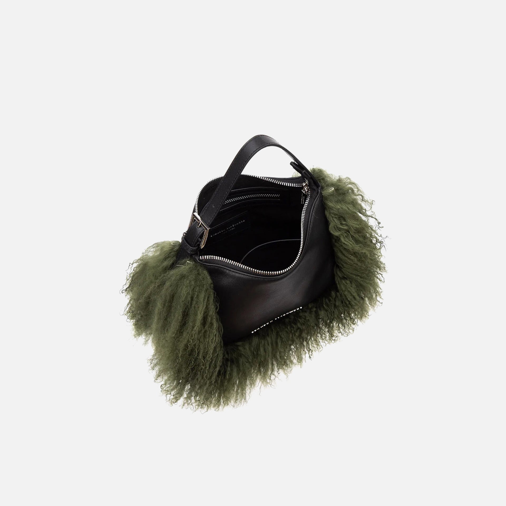 Brandon Blackwood Leather Wool Trim Cortni Bag - Black / Green