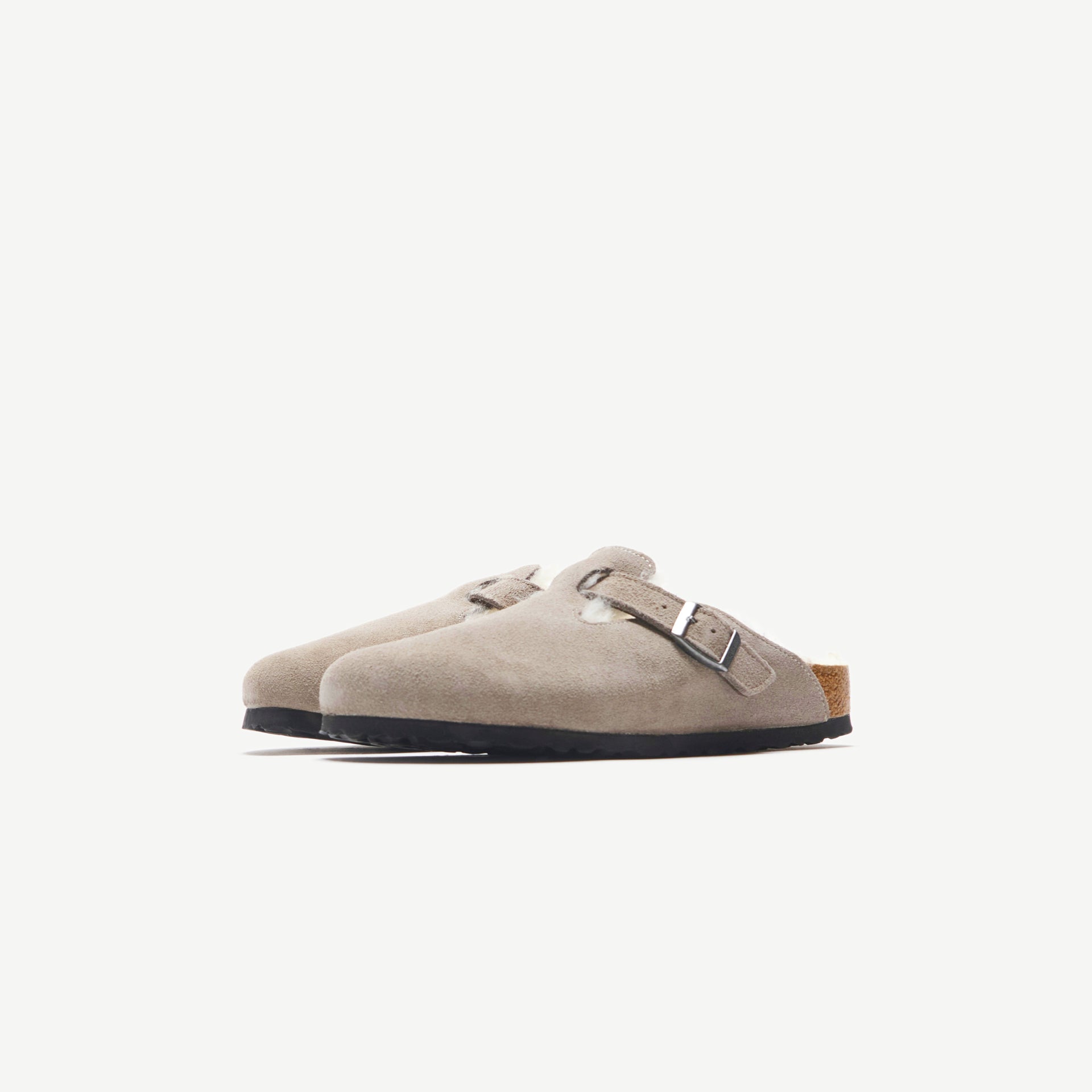 Birkenstock Boston - Stone Coin Suede / Natural Shearling