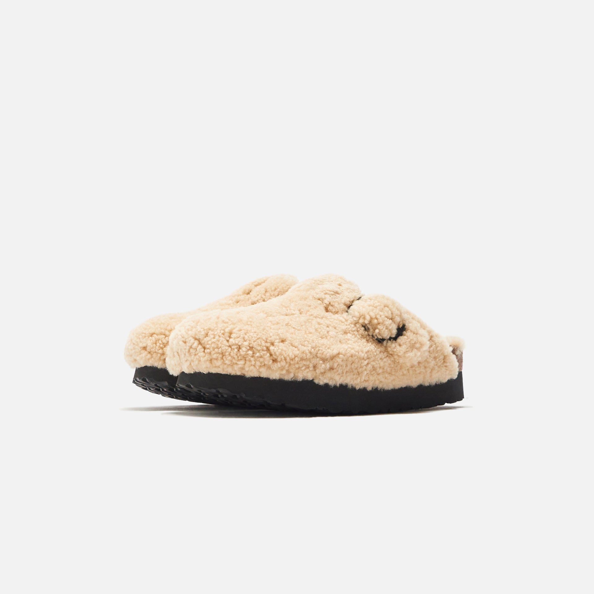 Birkenstock WMNS Boston Big Buckle Platform Teddy - Eggshell
