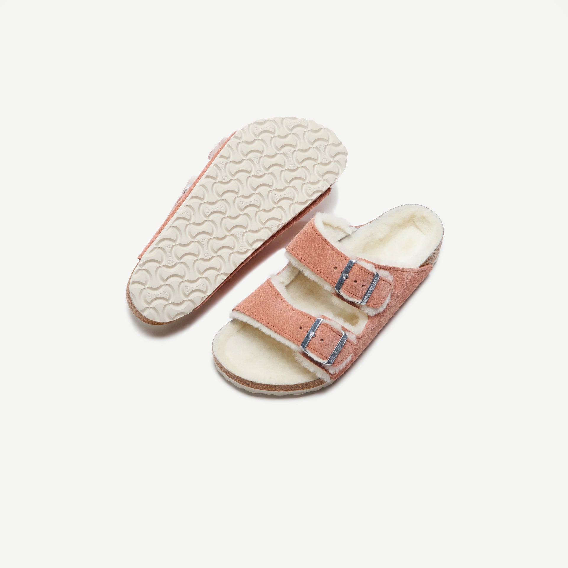 Birkenstock WMNS Arizona Shearling - Pink Clay / Natural Suede